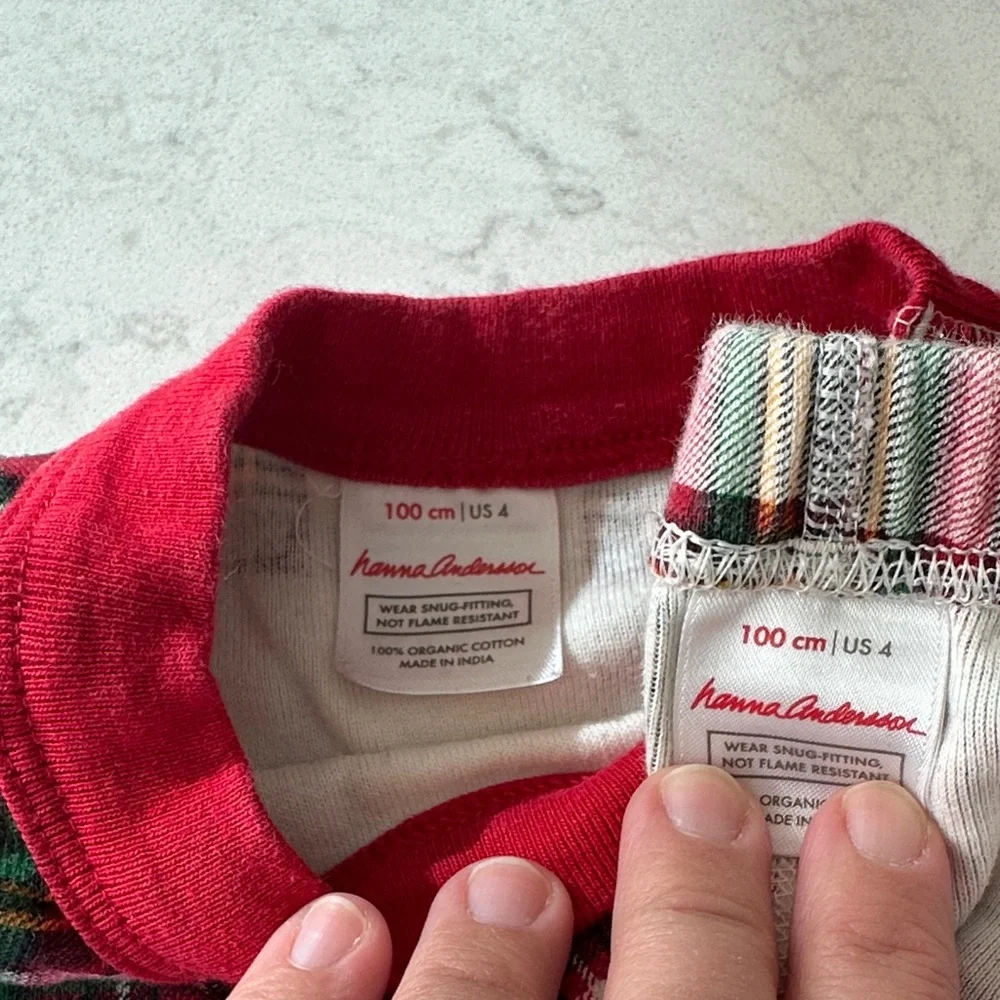 Hanna Andersson Plaid Kids Pajamas with Red Accents - Picture 2 of 3